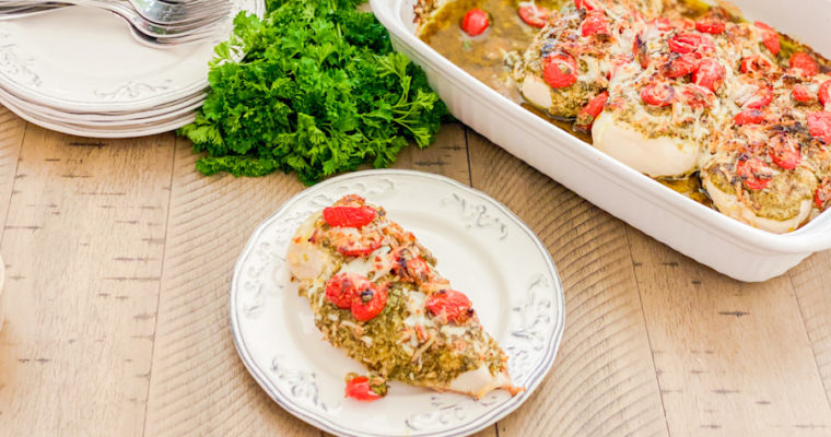 Pesto Bruschetta Chicken Bake