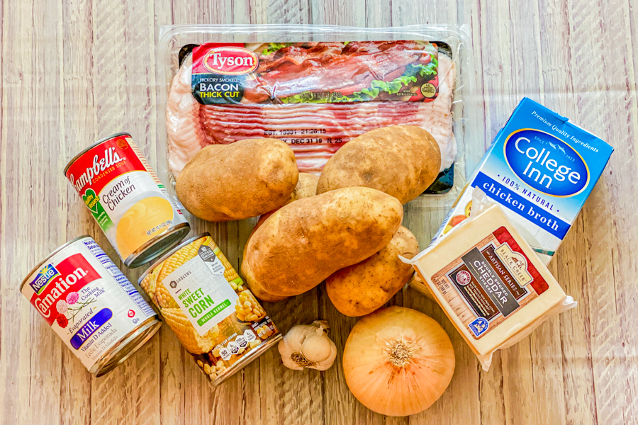 Ingredients for our Easy Bacon Potato Chowder