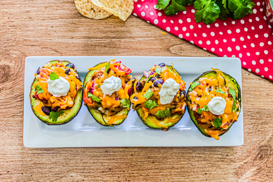 Avocado Taco Boats on a plate