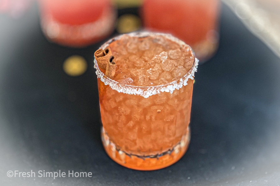 The Perfect Fall Margarita in a glass, ready to be served.