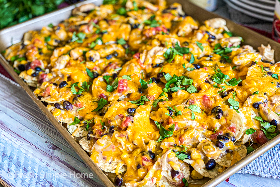 The final of the Creamy Slow Cooker Chicken Nachos, ready to be served!